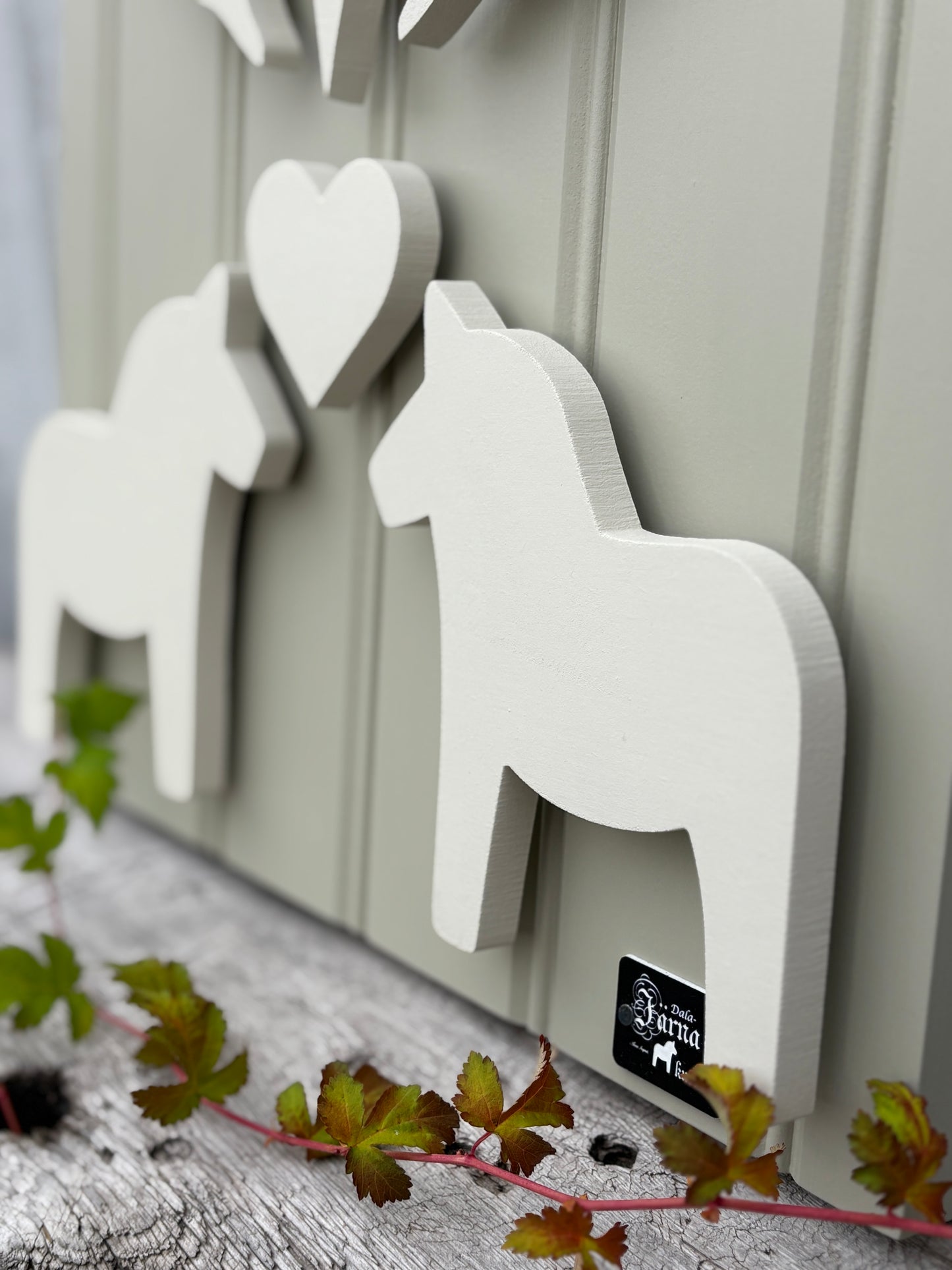 Leksandsgreige på Beige-grå-grön bakgrund